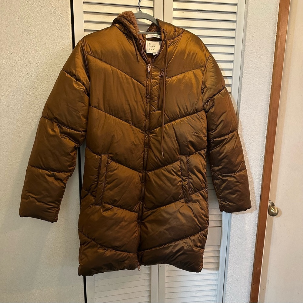 Brown Puffer Coat XS Hooded